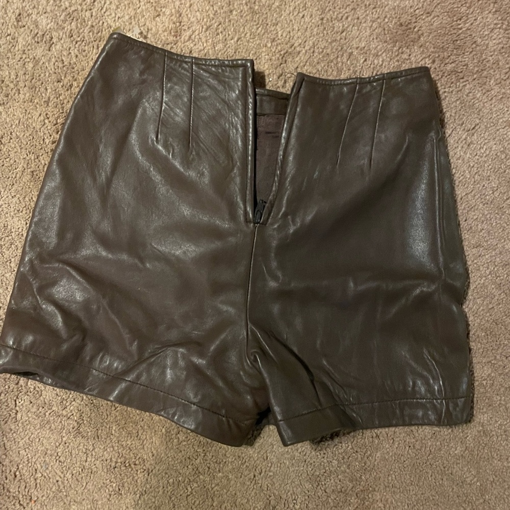 Vintage Brown Leather Shorts